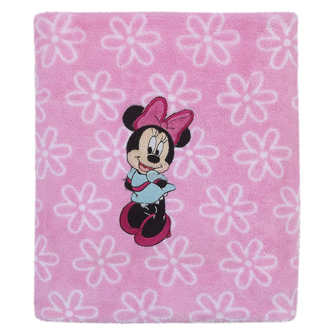Disney Minnie Mouse Super Soft Coral Fleece Baby Blanket, Pink/Aqua