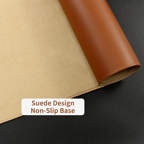 Desk Pad Blotter,Wolaile 36x17 inch Large Leather Mouse Pad,Waterproof Non-Slip Writing Desktop Protector Mat,Office Desk Accessory Decor,Brown
