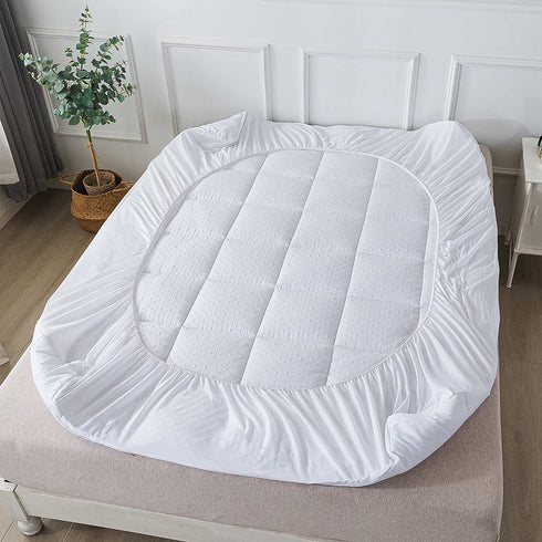 Mattress Pad Pillow Top Mattress Cover Quilted Fitted Mattress Protector 6-24" Deep Pocket Cooling Mattress Topper (Full Size)