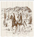 Ambesonne Western Shower Curtain, Country Theme Hand Drawn Illustration of American Wild West Desert with Cowboys, Cloth Fabric Bathroom Decor Set with Hooks, 69" W x 70" L, Umber Cream