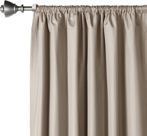 Amazon Basics Room Darkening Blackout Window Curtains with Tie Backs Set - 42 x 84-Inch, Beige, 2 Panels