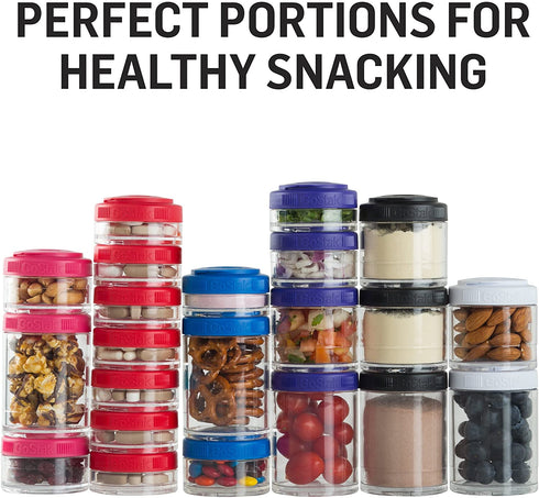 BlenderBottle GoStak Food Storage Containers for Protein Powder, Healthy Snacks, and Portion Control, 100cc 3-Pak, Black