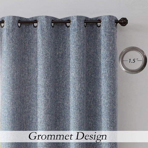 Navy Solid Moderate Blackout Curtain Heavy Linen Texture Room Darkening Window Treatment for Bedroom Noise Reducing Drapes 8 Grommets Top for Living Room with Gray Liner Navy Blue 50" x 63", 1 Piece