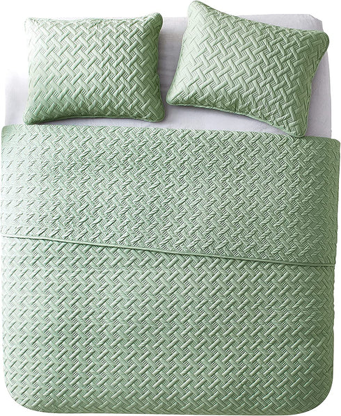 VCNY Home Nina Collection Quilt Set-Ultra-Soft Reversible Coverlet Bedding-Lightweight, Cool, and Breathable Bedspread, Machine Washable, King, Green