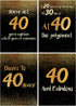 SCENE: YOURSELF Happy 40th Birthday Decorations for Men Women 40th Birthday Gifts 40th Birthday Party Decor 11.7" x 16.5" Unframed Paper Matte Lamination Set of 4 Posters Prints, Black Gold