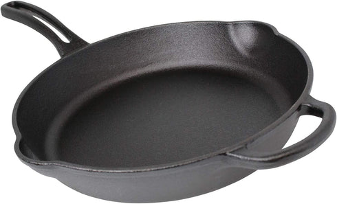 Mirro MIR-19052 10" Pre-Seasoned Ready to Use Round Cast Iron Skillet with Helper Handle, Black