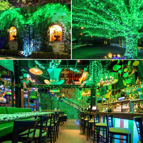JMEXSUSS 2 Pack Green Solar Lights 200LED 75.5ft St Patrick's Day Lights with 8 Lighting Modes Solar String Lights Outdoor Waterproof for Garden, Christmas, Halloween, St Patricks Day Decorations