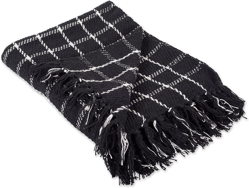 DII Checkered Plaid Throw, 50 x 60 inches, 1-Piece, Black