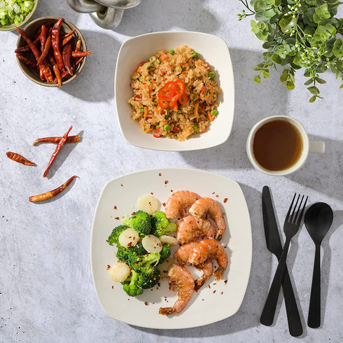 Gibson Home Zen Buffet Dinnerware Set, Service for 4 (12pcs), White (Square)