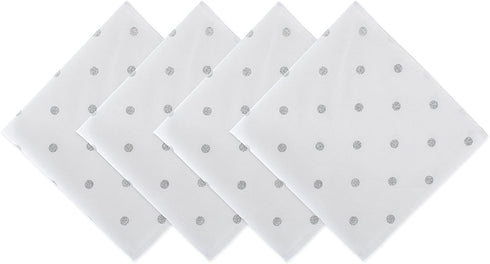 DII Polka Dot Kitchen Collection, Napkins, 18x18, White/Metallic Silver, 4 Piece