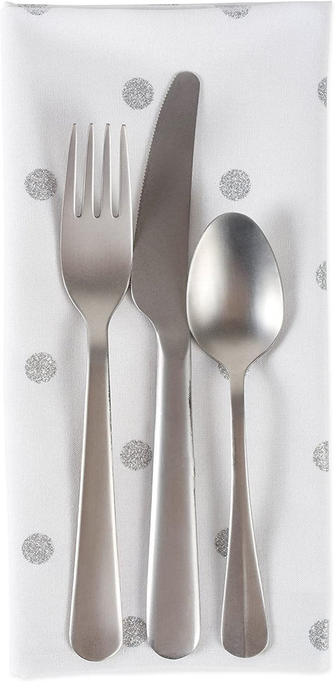 DII Polka Dot Kitchen Collection, Napkins, 18x18, White/Metallic Silver, 4 Piece