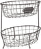 Spectrum Diversified Vintage Living Oval Server Stacked, 2-Tier Bowls, Dining Table & Kitchen Counter Organizer, Modern Fruit Basket Stand, Industrial Gray