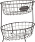 Spectrum Diversified Vintage Living Oval Server Stacked, 2-Tier Bowls, Dining Table & Kitchen Counter Organizer, Modern Fruit Basket Stand, Industrial Gray