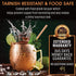 Moscow Mule Copper Mugs - Set of 2 - 100% HANDCRAFTED Pure Solid Copper Mugs - 16 Oz, Gift Set With Cocktail Copper Straws, Copper Shot Glass & Copper Stirrer by Copper-Bar