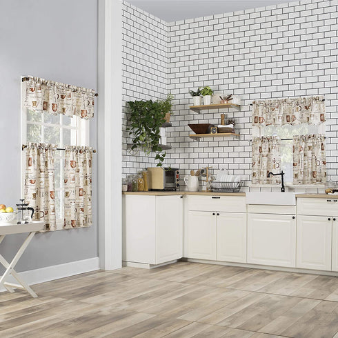 No. 918 Bristol Coffee Shop Semi-Sheer Rod Pocket Kitchen Curtain Valance, 54 in x 14, Ivory Off-White