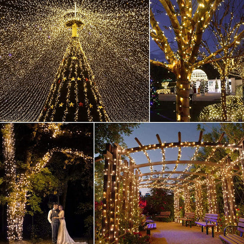 Christmas String Lights 98FT 300 LED Twinkle Fairy Lights String with 8 Light Modes for Christmas Trees Garland Wreath Wedding Indoor Outdoor Holiday Decorations with Warm White