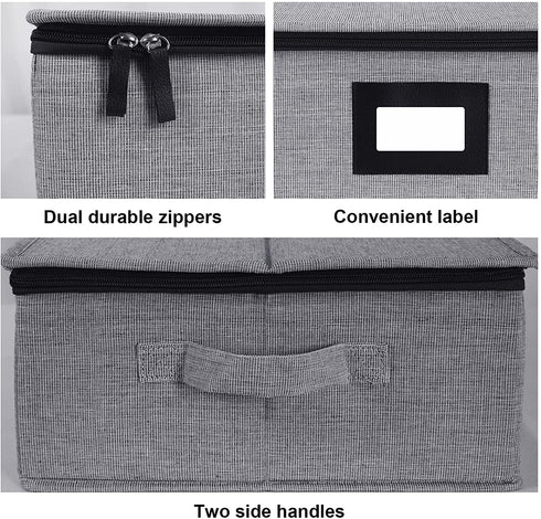 Platter Storage Case-China Storage Containers Height of 5.5'' with Sturdy Stackable Lid Wearable TC Material Include 4 Large Felt Dividers(Light Grey)