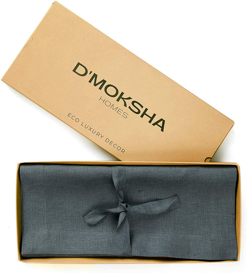 D'Moksha Homes Linen Placemats - 14 x 19 Inch Placemats Set of 4 - Charcoal Gray, Classic Hemstitch Cloth Placemats, Machine Washable, Table Mats for Spring Summer Easter Mother's Day