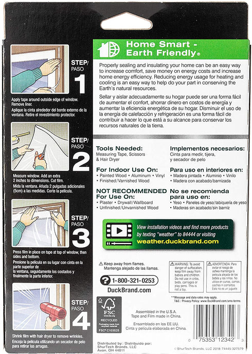 Duck MAX Strength Heavy Duty Insulating Film Window Kit, 3-Window, 62-Inch x 126-Inch, Indoor, 284351