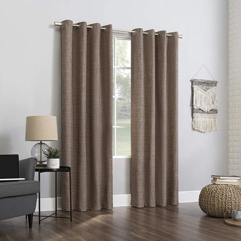 Sun Zero - 56585 Brooks Burlap Weave Thermal Extreme 100% Blackout Grommet Curtain Panel, 52" x 84", Deep Red/Linen