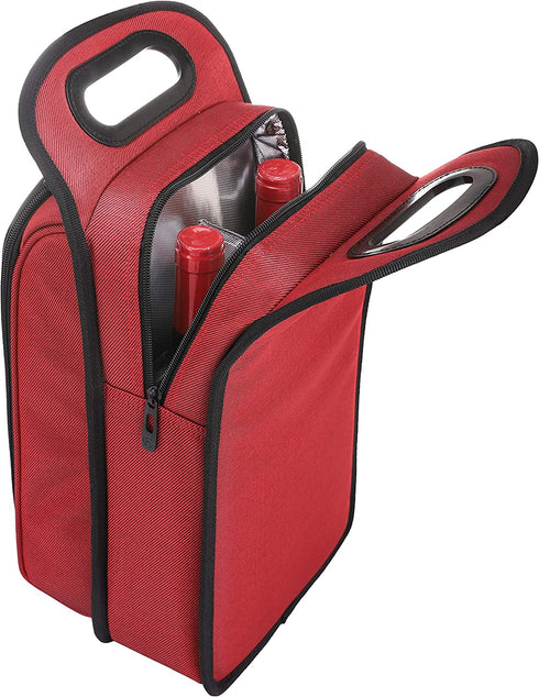 ALLCAMP Insulated Wine Tote Bag and Wine Travel Bag with handle,Great Gift for Wine Lover,Red