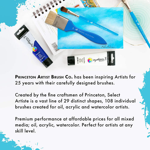 Princeton Select Artiste, Series 3750, Paint Brush for Acrylic, Watercolor and Oil, Filbert Grainer, 3/8 Inch