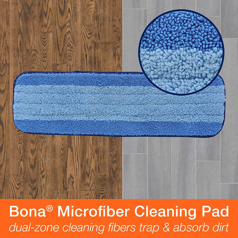 Bona Microfiber Pad 3-Pack includes Dusting, Cleaning, and Deep Cleaning Pad, for Hardwood and Hard-Surface Floors, fits Bona Family of Mops