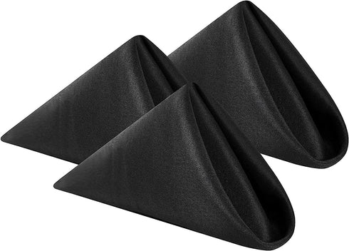 Cloth Napkins 17x17 inch 25 Packs Washable Polyester Dinner Napkins Soft Table Napkins for Wedding Party Dining Banquet(Black,25PCS)