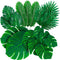 Decopom Palm Leaves Artificial Tropical Monstera-84Pcs 6 Kinds Large Small Green Fake Palm Leaf with Stems for Safari Jungle Hawaiian Luau Party Table Decoration Wedding Birthday Theme Party