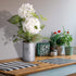 TERESA'S COLLECTIONS Artificial Hydrangea Flower with Metal Vase, Faux Plant Bouquets in Planter Pot, Farmhouse Fake Flower Arrangements for Indoor Outdoor Home Living Room Table Centerpieces Decor