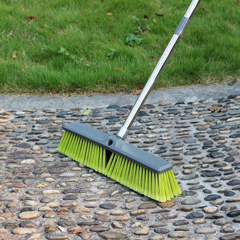 PHYEX 18 Push Broom with Adjustable Long Handle, Multi-Surface Floor Scrub Brush for Cleaning Deck, Patio, Garage, Driveway
