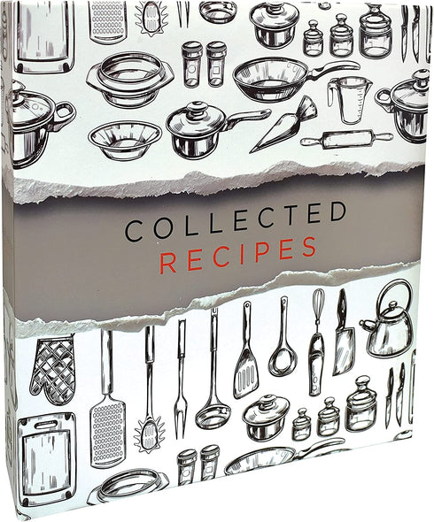 Recipe Binder, Full Page 3 Ring Standard Binder Organizer Set (with 50 Page Protectors & 12 Category Divider Tabs) by Better Kitchen Products, 11.5" x 12" Sleek Kitchen Design