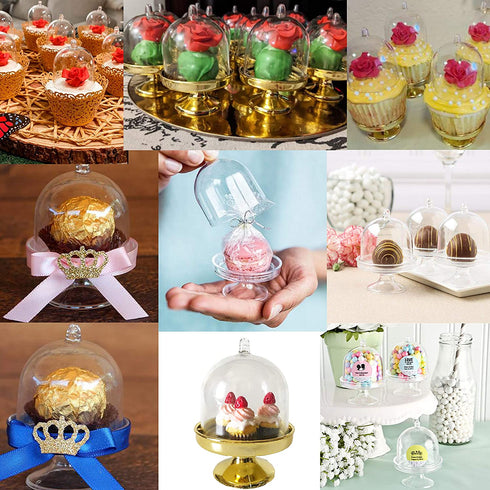 Cake Plate Stand with Dome Cover, Clear, 24 Pieces