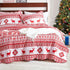 EHEYCIGA Red Printed Quilt Set Queen Christma Reindeer Snowflakes Reversible Holiday Home Décor - Bedspread Coverlet.