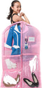 Waterproof Hanging Garment Bag 40 inch Clothes Bag with Gusset, 5 Pockets & Side Zip for Dance Costumes, Sports, Skating, Theatre, Beauty Pageants & More by Kendall Country, Cotton Candy Pink