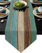 Linen Burlap Rustic Table Runners 90 Inches Long Dresser Scarfs, Retro Barn Wood Brown Teal Table Runner Farmhouse Style for Coffee Table, Holiday Parties, Wedding, Events Dinner, Home Decor