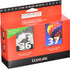 Lexmark 18C2229 36 & 37 X3650 X4650 X5650 X6650 X6675 Z2420 Ink Cartridge (Black & Color, 2-Pack) in Retail Packaging