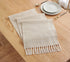 Wracra Farmhouse Style Cotton Linen Table Runner 13 x 108 inch Farmhouse Decor Burlap Table Runner, Jute Rustic Woven Table Decor Holiday Parties and Dresser Decor (Wave)