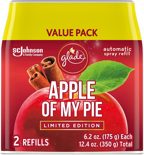 Glade Automatic Spray Refill, Air Freshener for Home and Bathroom, Apple of My Pie, 6.2 Oz, 2 Count