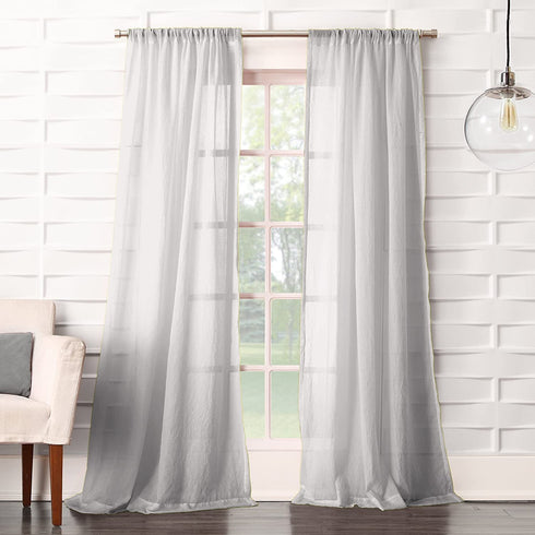 No. 918 Tayla Crushed Texture Semi-Sheer Rod Pocket Curtain Panel, 50" x 95", Gray