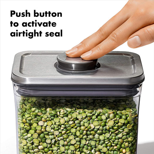 OXO Steel POP Container Big Short Sqaure - 2.8 Qt for Cereal, Grains and More