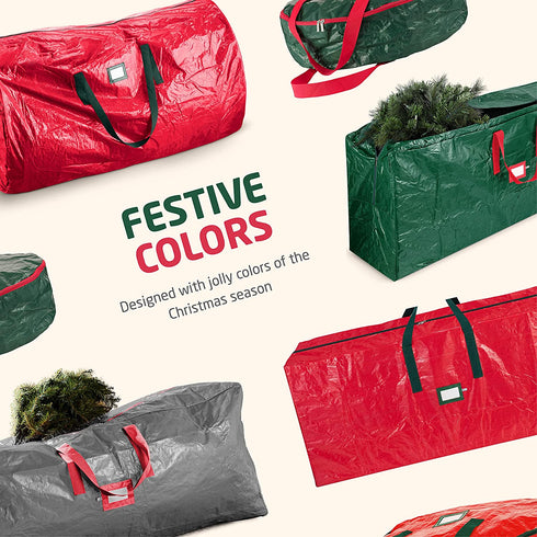 Rolling Large Christmas Tree Storage Bag - Fits Artificial Disassembled Trees, Durable Handles & Wheels for Easy Carrying and Transport - Tear/Waterproof Polyethylene Plastic Duffle Bag