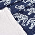 Lush Decor Navy Elephant Parade Throw Fuzzy Reversible Sherpa Blanket 60? x 50 White, 60 x 50