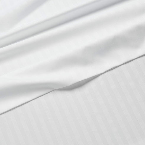 Amazon Basics Deluxe Microfiber Striped Sheet Set, Bright White, Queen