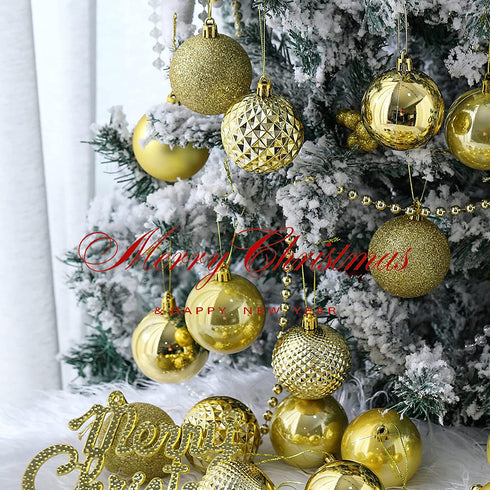 2.36" Christmas Ball Ornaments - 36Pcs Shatterproof Christmas Tree Decorations with Hanging Loop for Xmas Holiday Party Decor (Gold)
