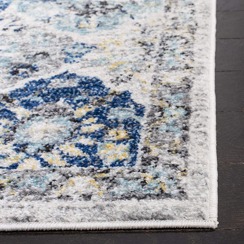 SAFAVIEH Madison Collection MAD611A Boho Chic Floral Medallion Trellis Distressed Non-Shedding Living Room Bedroom Accent Rug, 2'3" x 4', Ivory / Aqua