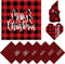 Whaline Christmas Cloth Napkins Red Black Buffalo Plaid Placemat 6 Pack Merry Christmas Dinner Table Napkins Reusable Washable Table Decoration for Home Kitchen Xmas Party, 3 Design, 18 x 18 Inch