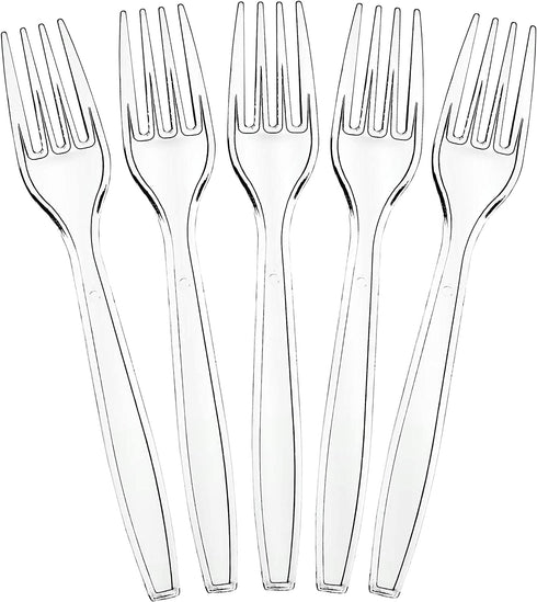 Plasticpro Clear Plastic Forks Disposable Cutlery Utensils 300 Count