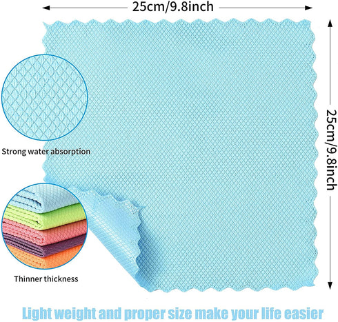 Streak-Free Miracle Cleaning Cloths, 20 Pack Fish Scale Cleaning Cloth Reusable for Window, Nano Scale Easy Clean Rags, Nanoscale Cleaning Cloth, Microfiber Glass Towels Easycleanco Cloths (9.8x9.8in)