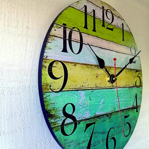 Rustic Round Wall Clock Beach Decorative Clocks for Bedroom,Silent Analog Clocks Battery Operated,Farmhouse Decor Accessories for Home,Kitchen,Living Room(12inch/30cm)
